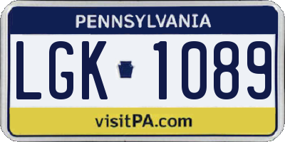 PA license plate LGK1089