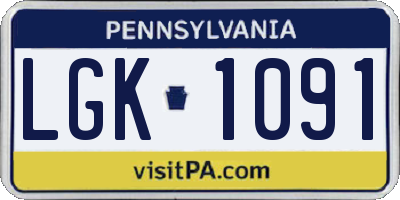 PA license plate LGK1091