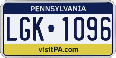 PA license plate LGK1096