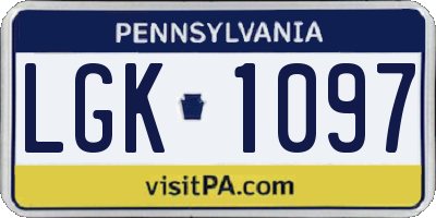 PA license plate LGK1097
