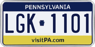 PA license plate LGK1101