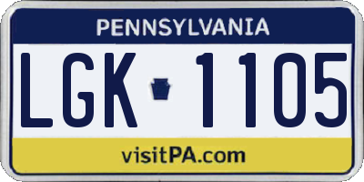PA license plate LGK1105