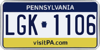 PA license plate LGK1106