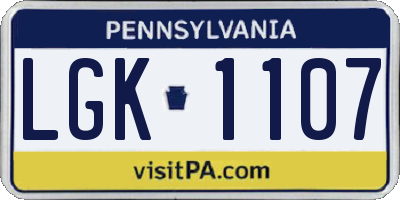 PA license plate LGK1107