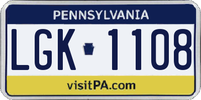 PA license plate LGK1108