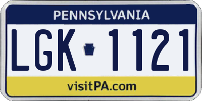 PA license plate LGK1121