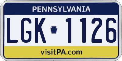 PA license plate LGK1126