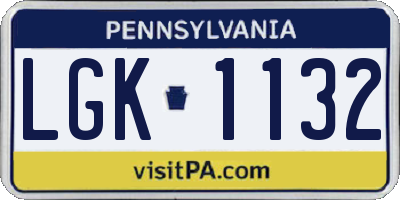 PA license plate LGK1132