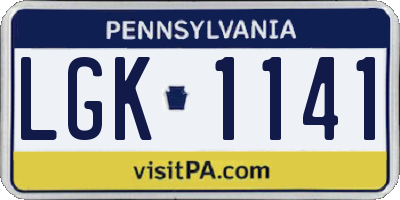 PA license plate LGK1141