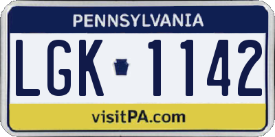 PA license plate LGK1142