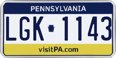 PA license plate LGK1143