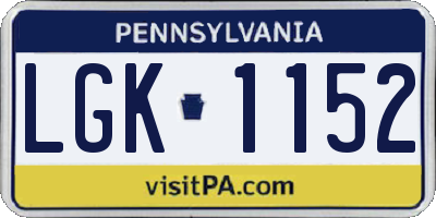 PA license plate LGK1152