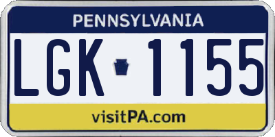 PA license plate LGK1155