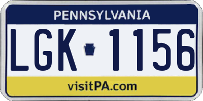 PA license plate LGK1156