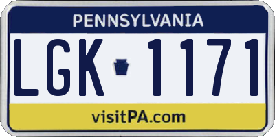 PA license plate LGK1171