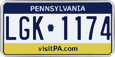 PA license plate LGK1174