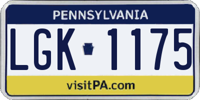 PA license plate LGK1175