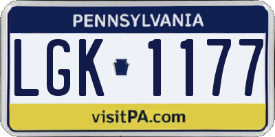 PA license plate LGK1177
