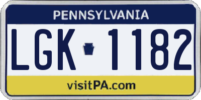PA license plate LGK1182