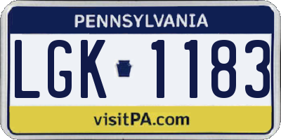 PA license plate LGK1183