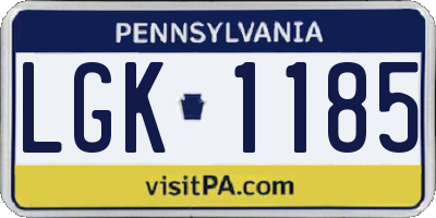PA license plate LGK1185