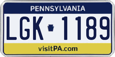 PA license plate LGK1189