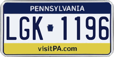 PA license plate LGK1196