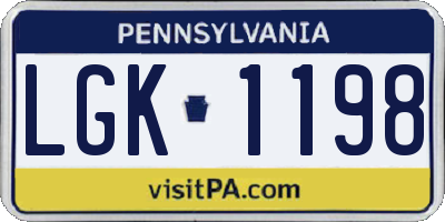 PA license plate LGK1198