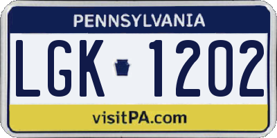 PA license plate LGK1202