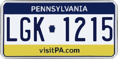 PA license plate LGK1215