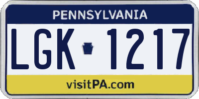 PA license plate LGK1217
