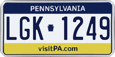 PA license plate LGK1249