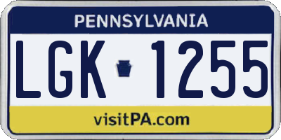 PA license plate LGK1255
