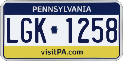 PA license plate LGK1258