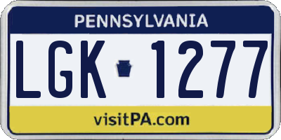 PA license plate LGK1277