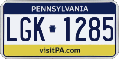 PA license plate LGK1285