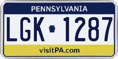 PA license plate LGK1287