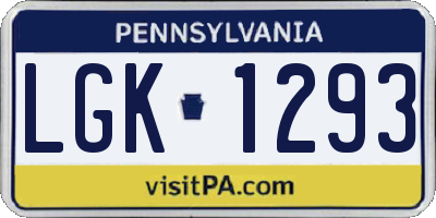 PA license plate LGK1293