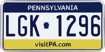 PA license plate LGK1296