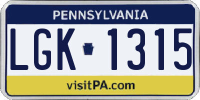 PA license plate LGK1315