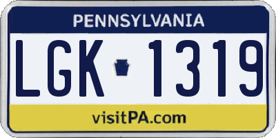 PA license plate LGK1319