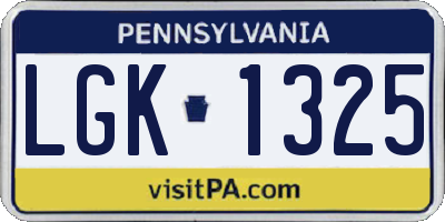 PA license plate LGK1325