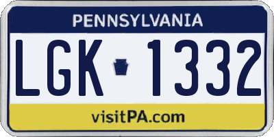 PA license plate LGK1332