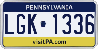 PA license plate LGK1336