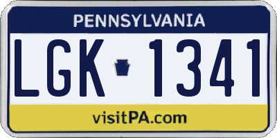 PA license plate LGK1341