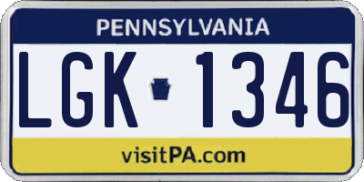 PA license plate LGK1346