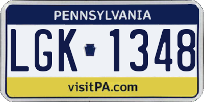 PA license plate LGK1348