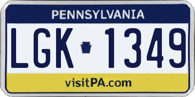 PA license plate LGK1349