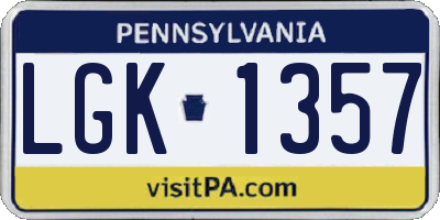 PA license plate LGK1357
