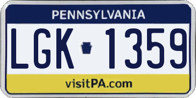 PA license plate LGK1359